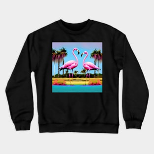 Pink Flamingos Pop Art Flamingo Miami Beach Vibrant Crewneck Sweatshirt